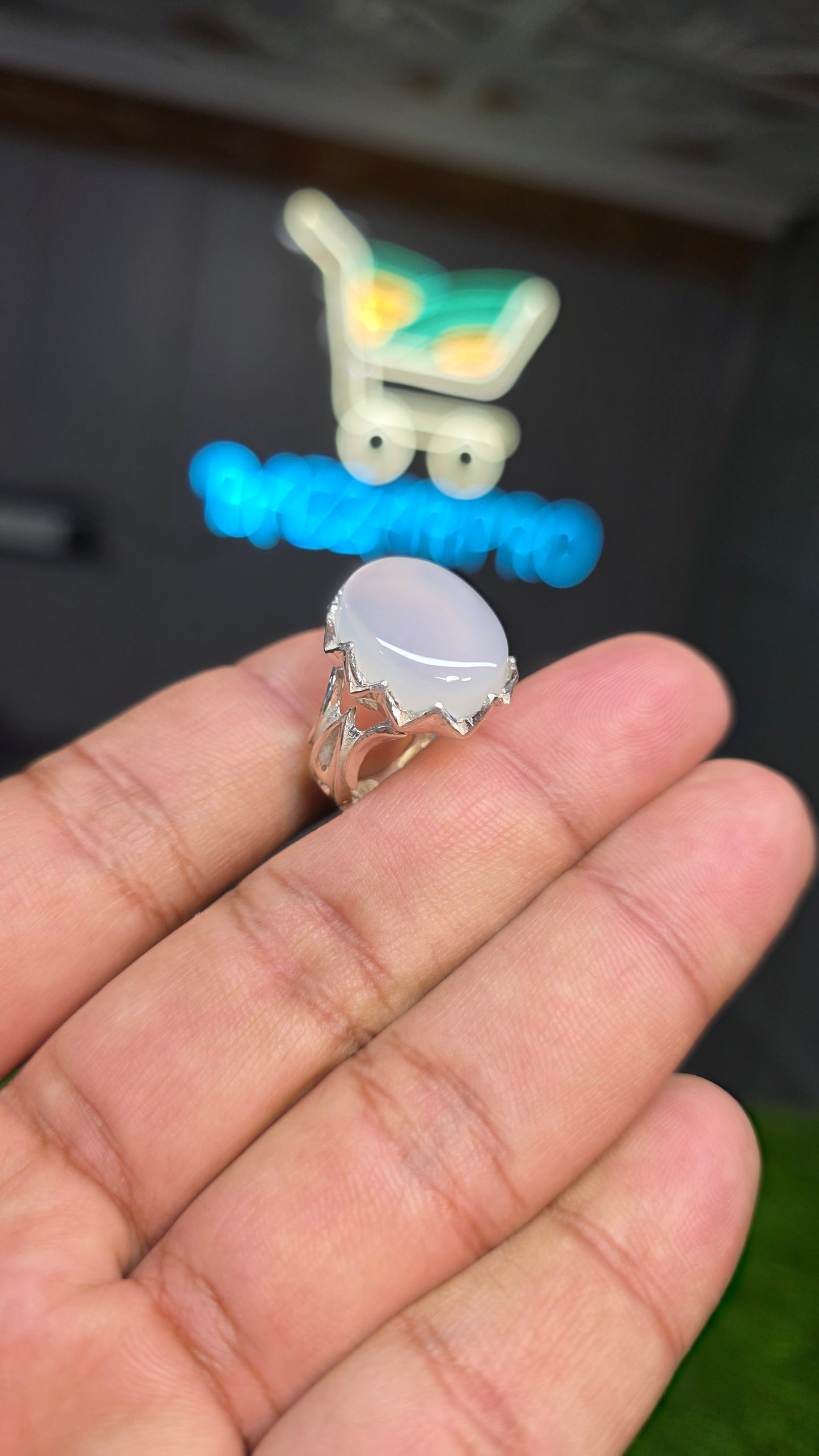Premium Quality White Aqeeq Ring
