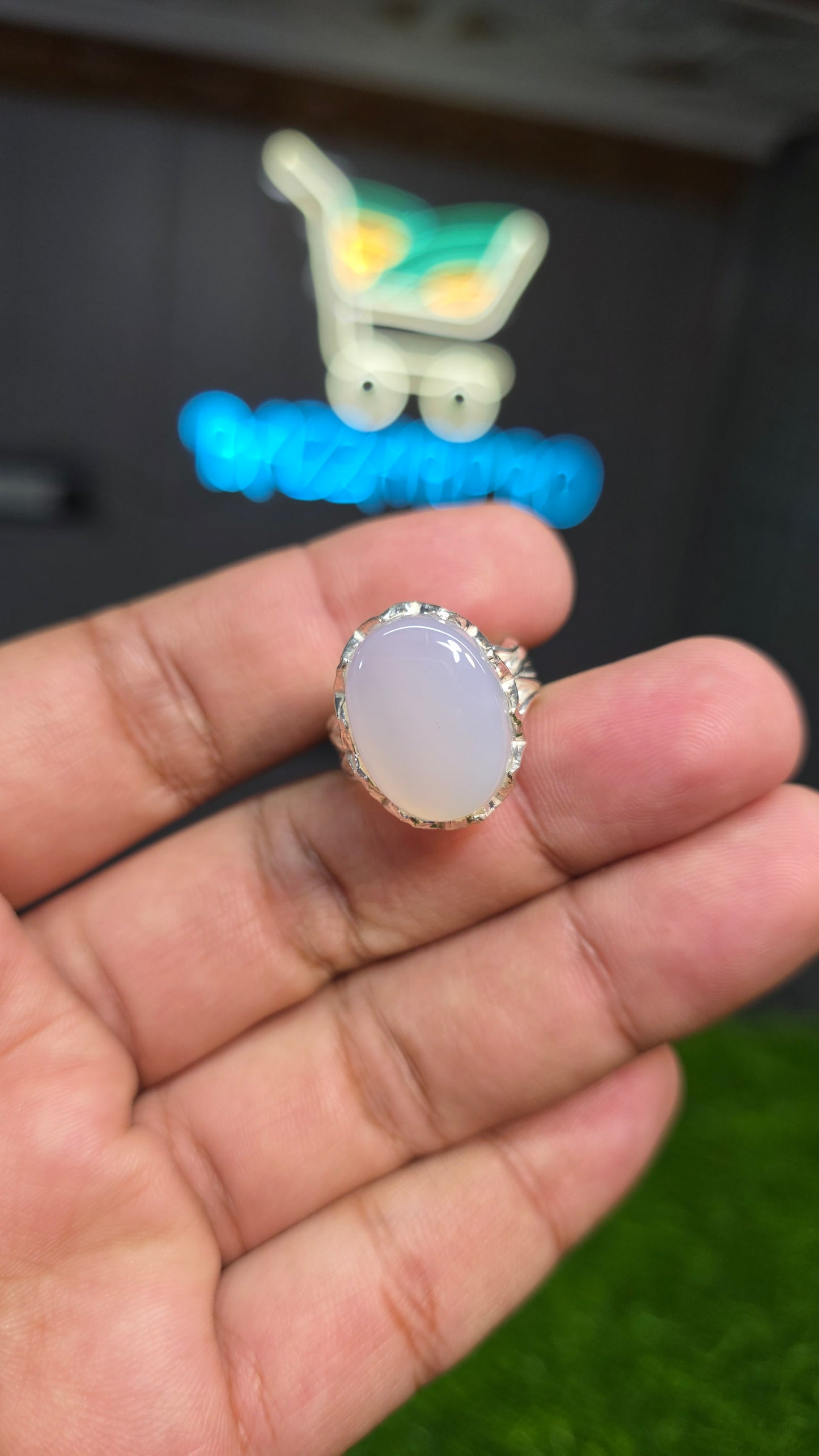Premium Quality White Aqeeq Ring