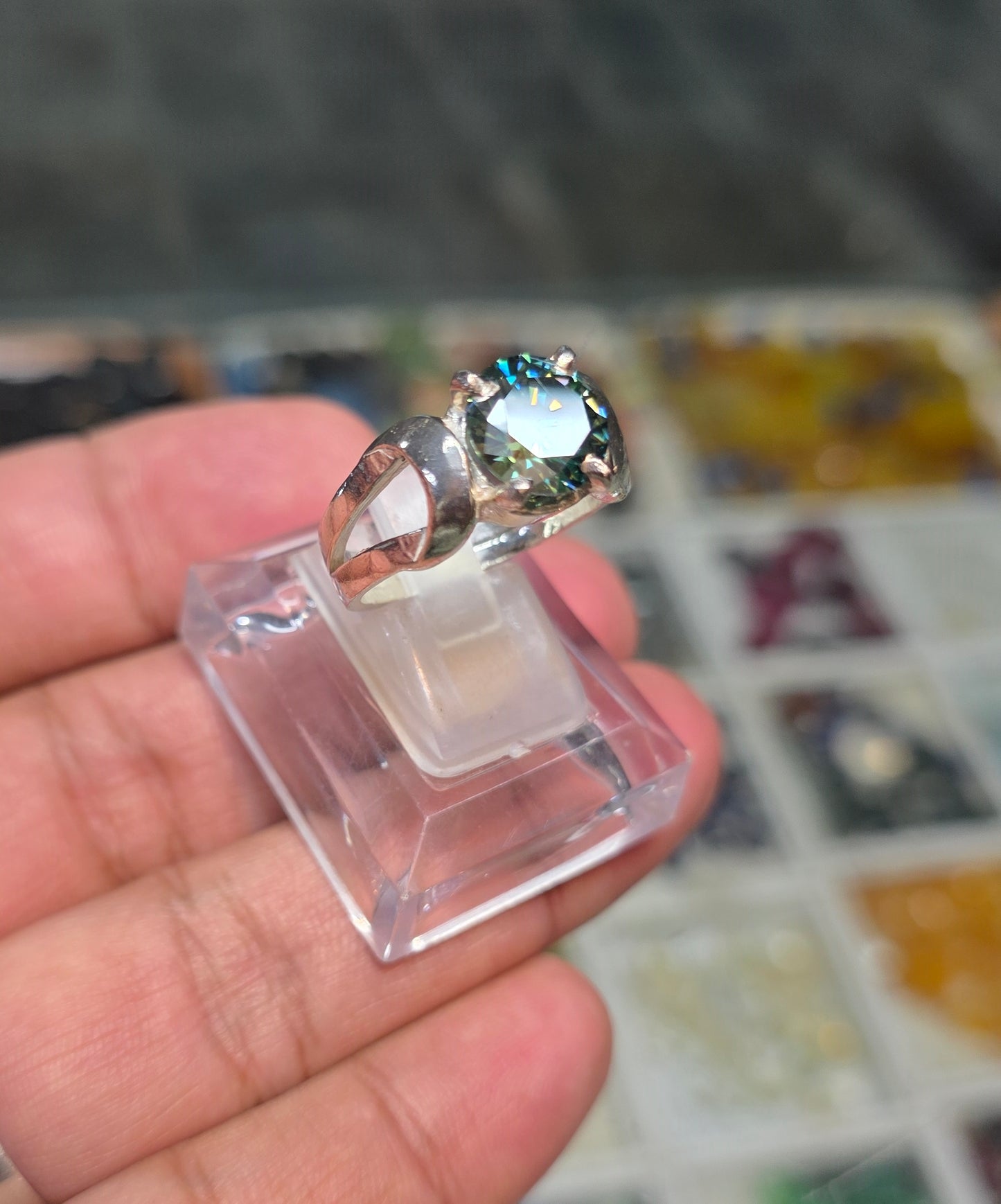 Premium Quality Green Moissanite Ring