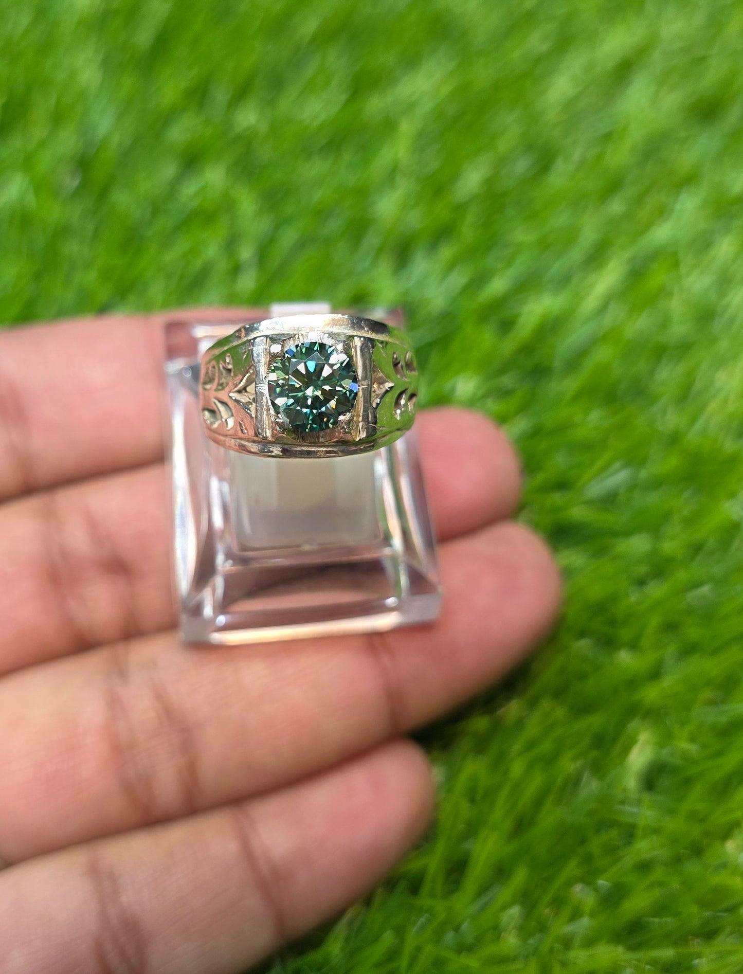 Premium Quality Green Moissanite Ring