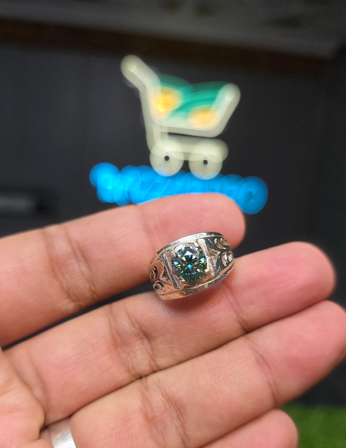 Premium Quality Green Moissanite Ring