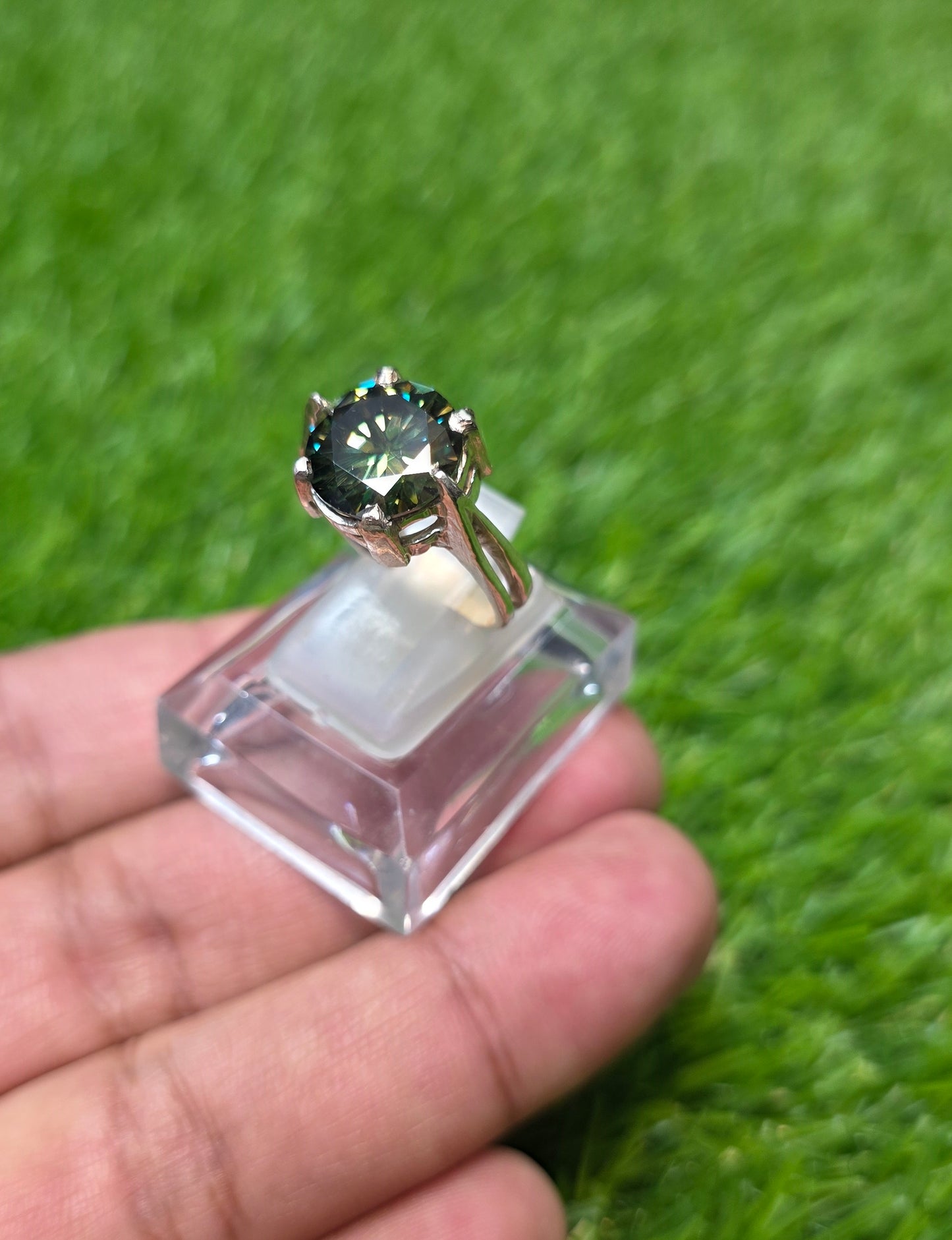 Premium Quality Green Moissanite Ring