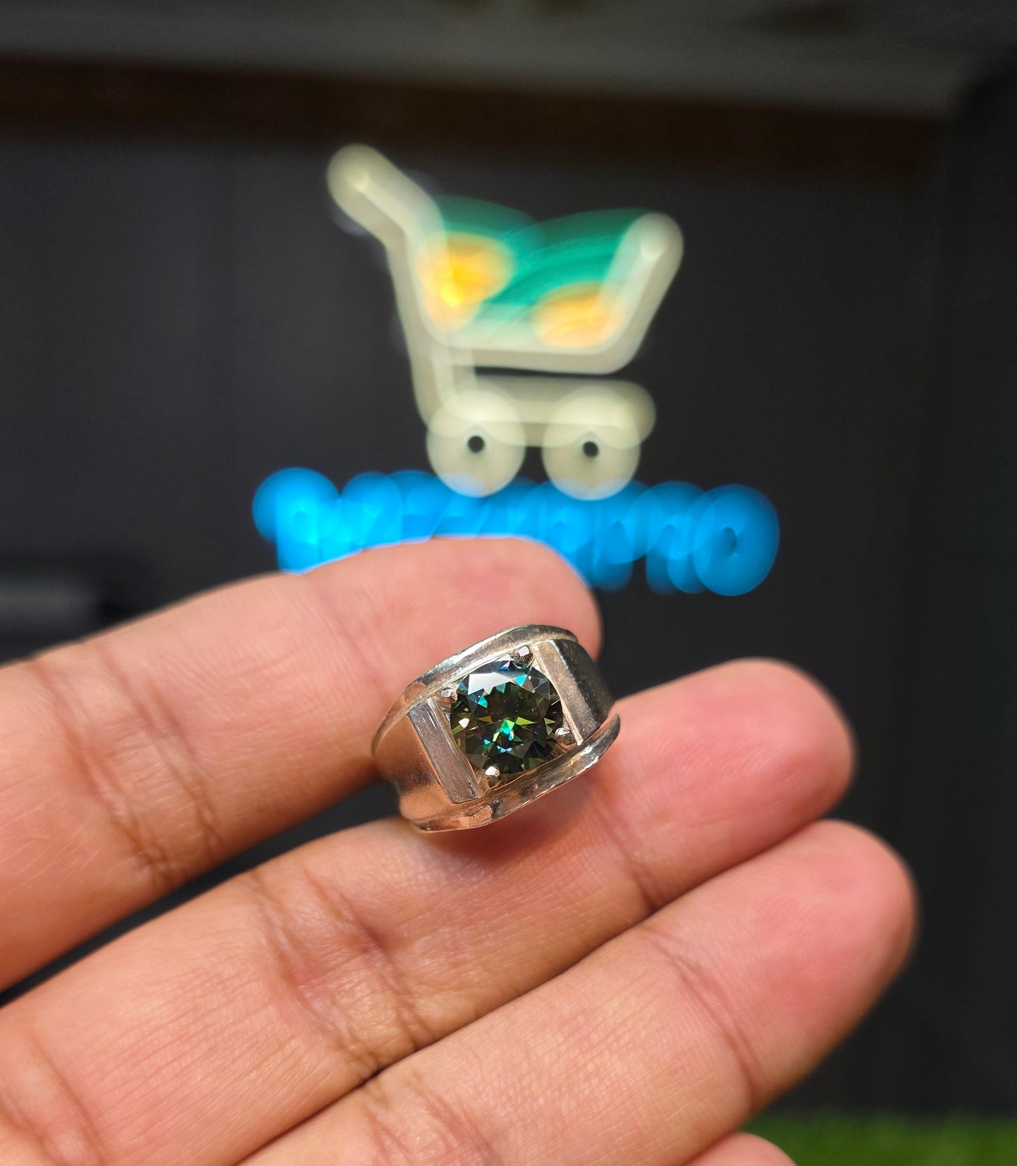 Premium Quality Green Moissanite Ring