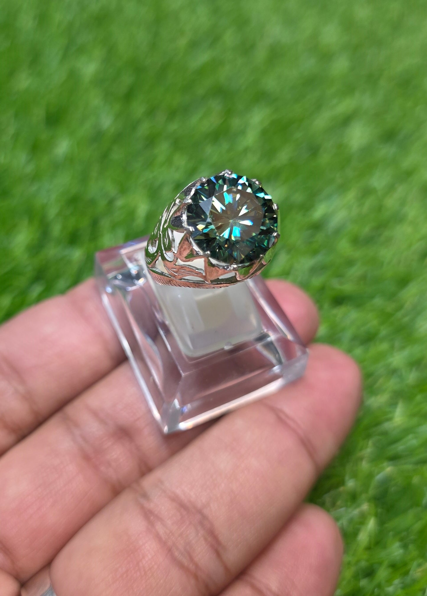 Premium Quality Green Moissanite Ring
