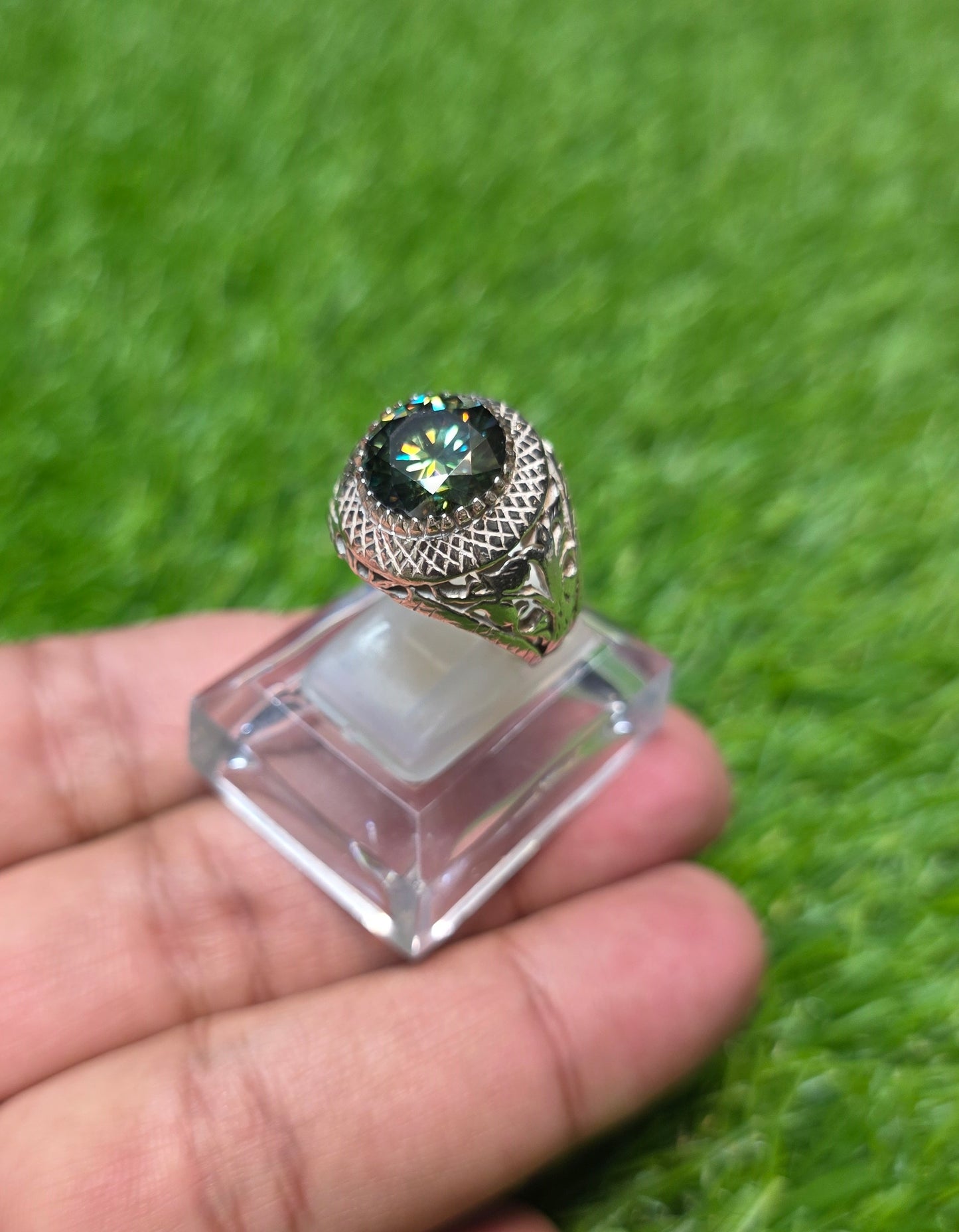 Premium Quality Green Moissanite Ring