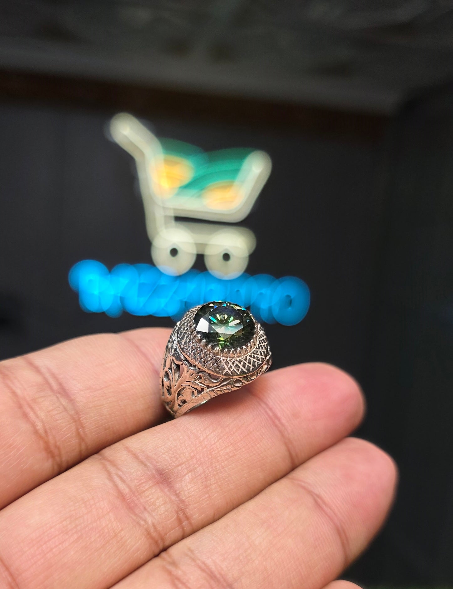 Premium Quality Green Moissanite Ring