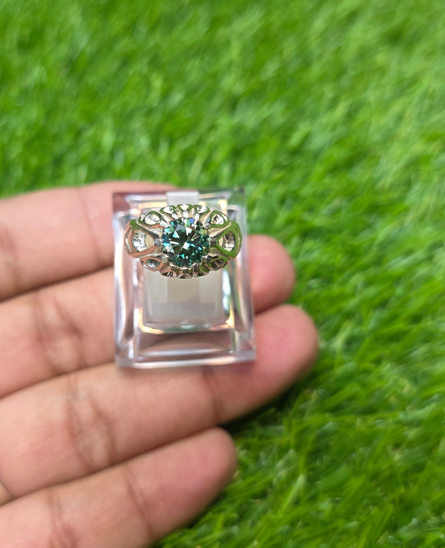Premium Quality Green Moissanite Ring