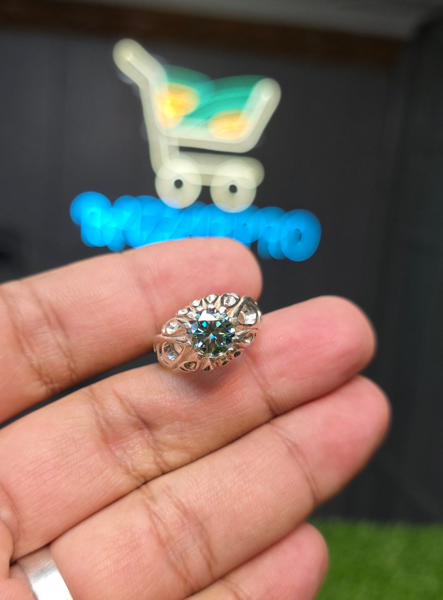 Premium Quality Green Moissanite Ring