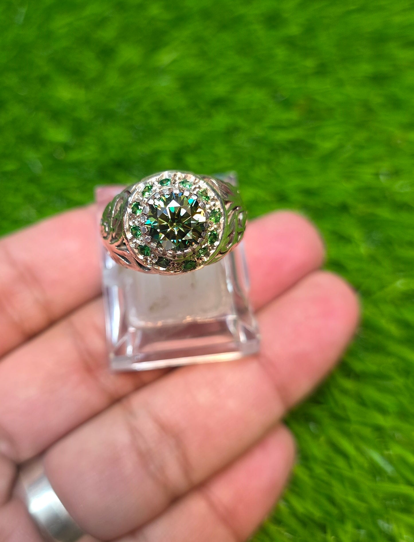 Premium Quality Green Moissanite Ring