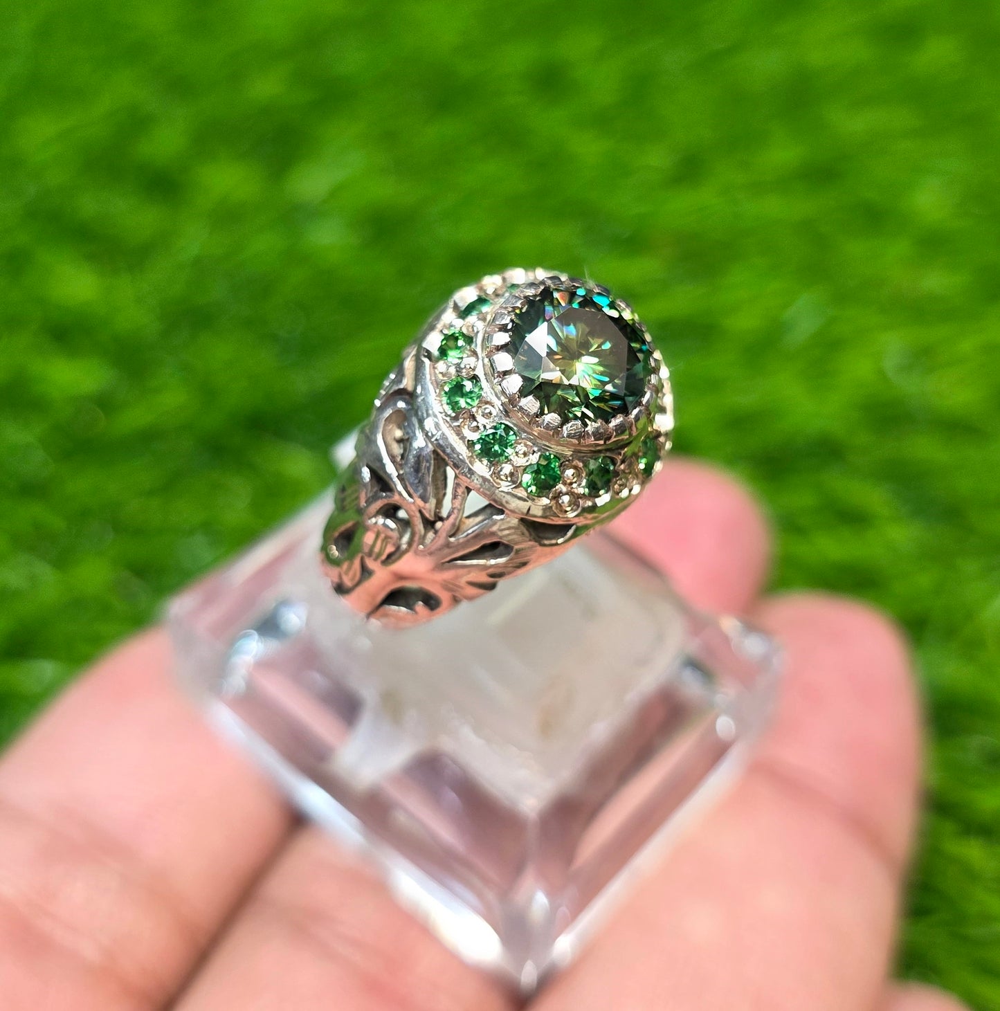 Premium Quality Green Moissanite Ring