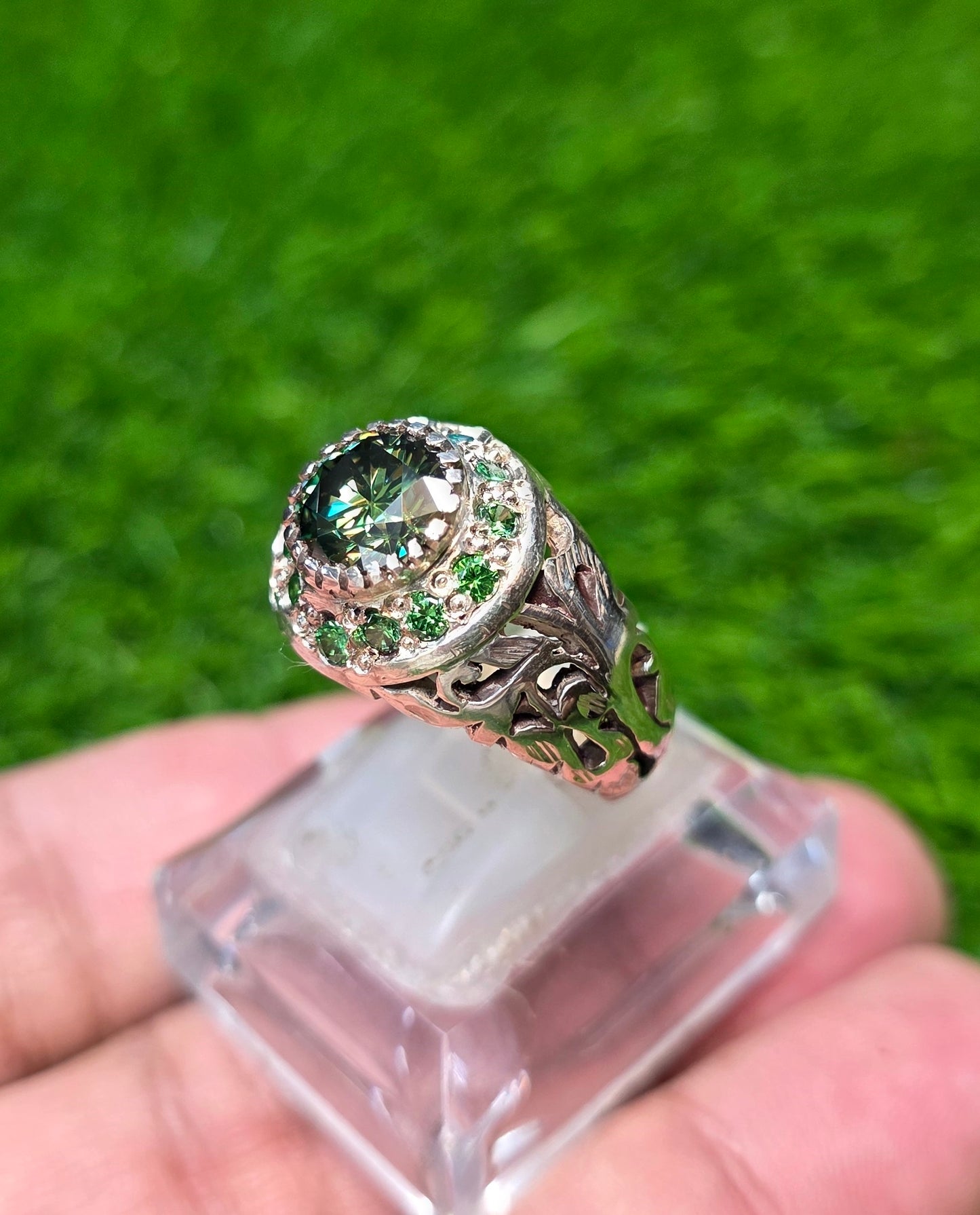 Premium Quality Green Moissanite Ring