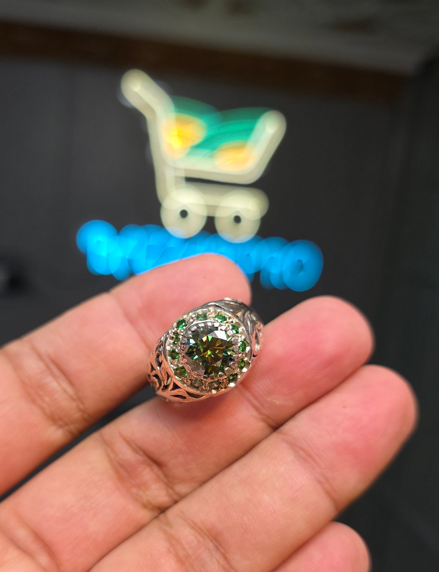 Premium Quality Green Moissanite Ring