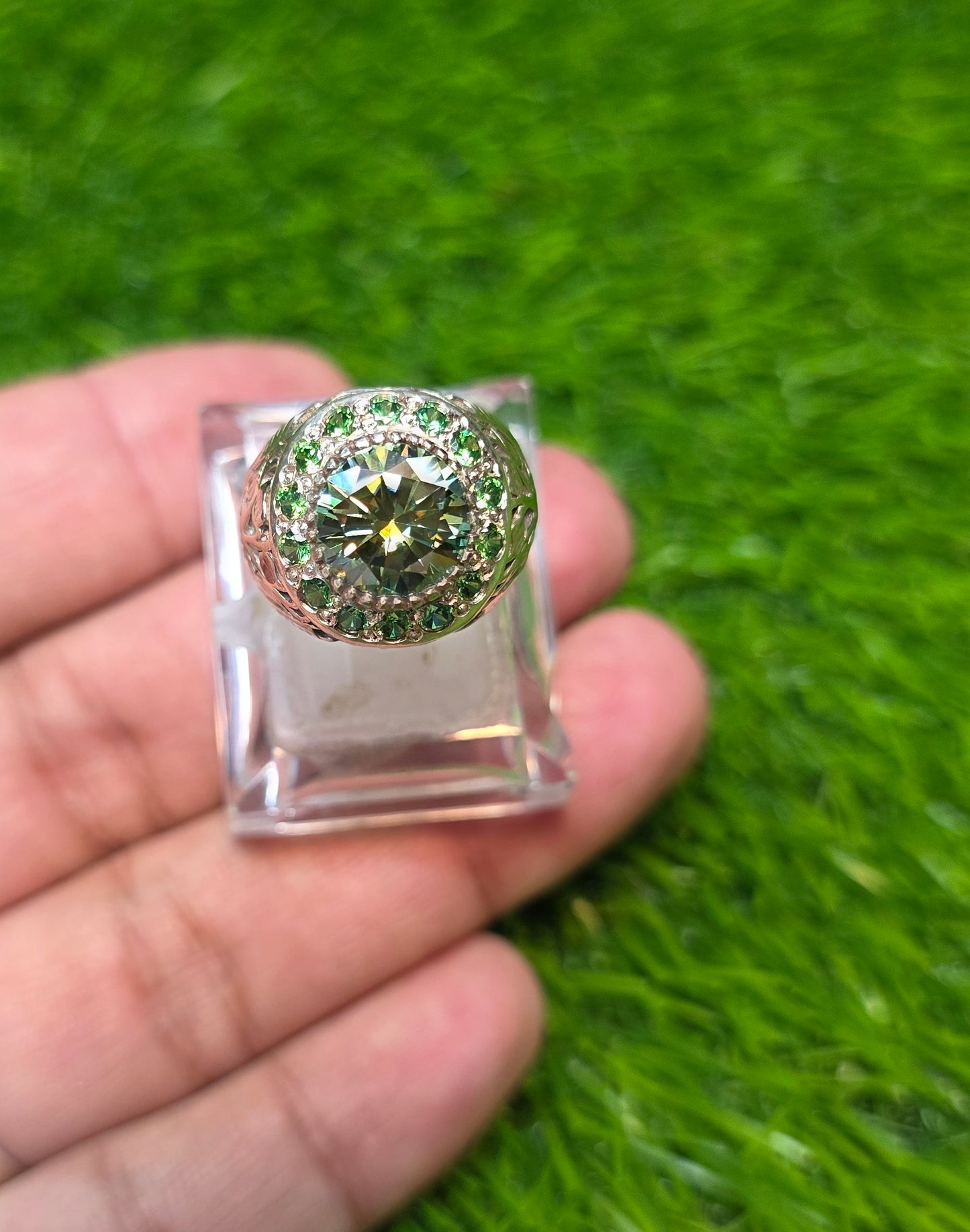 Premium Quality Green Moissanite Ring