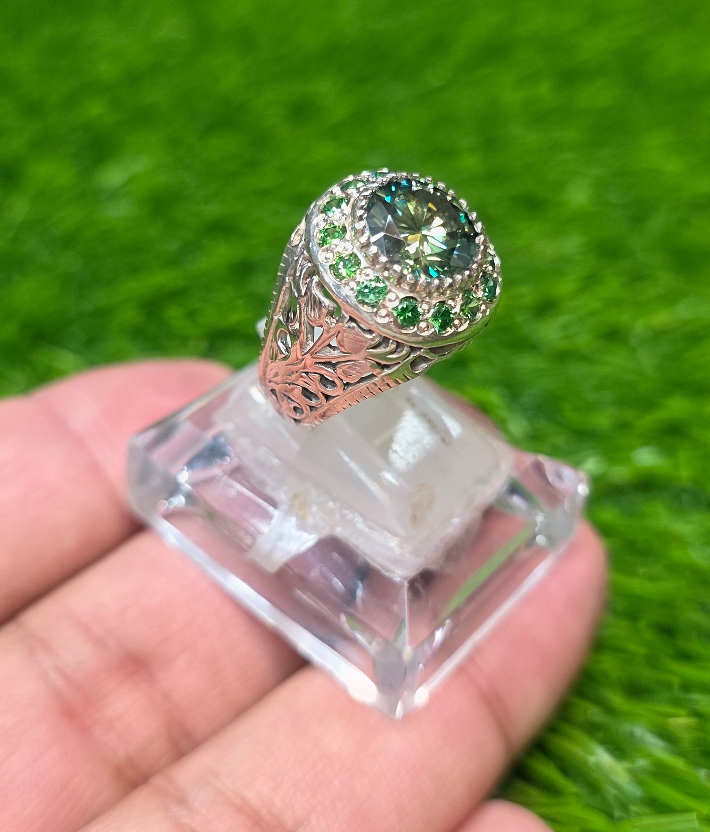 Premium Quality Green Moissanite Ring