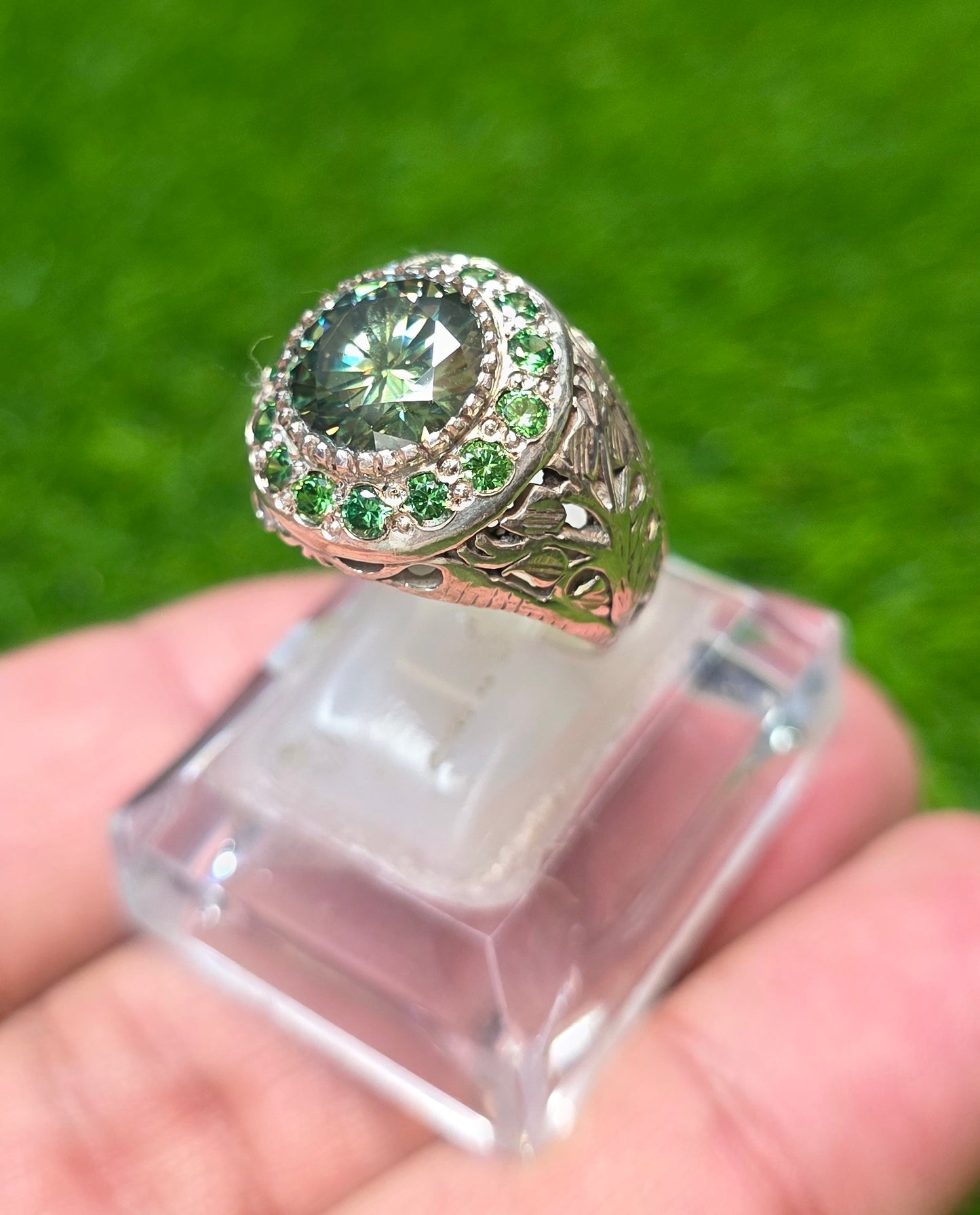 Premium Quality Green Moissanite Ring