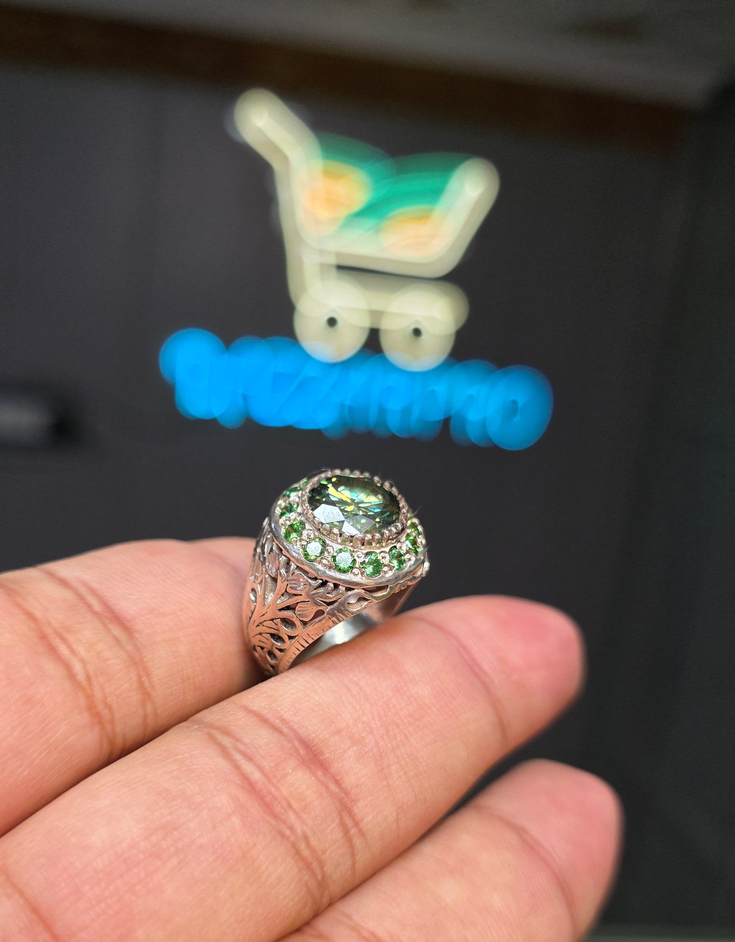 Premium Quality Green Moissanite Ring
