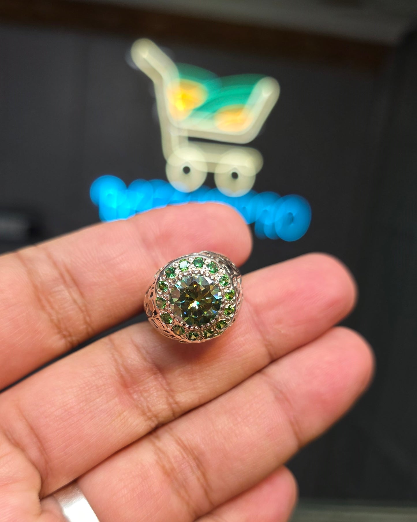 Premium Quality Green Moissanite Ring