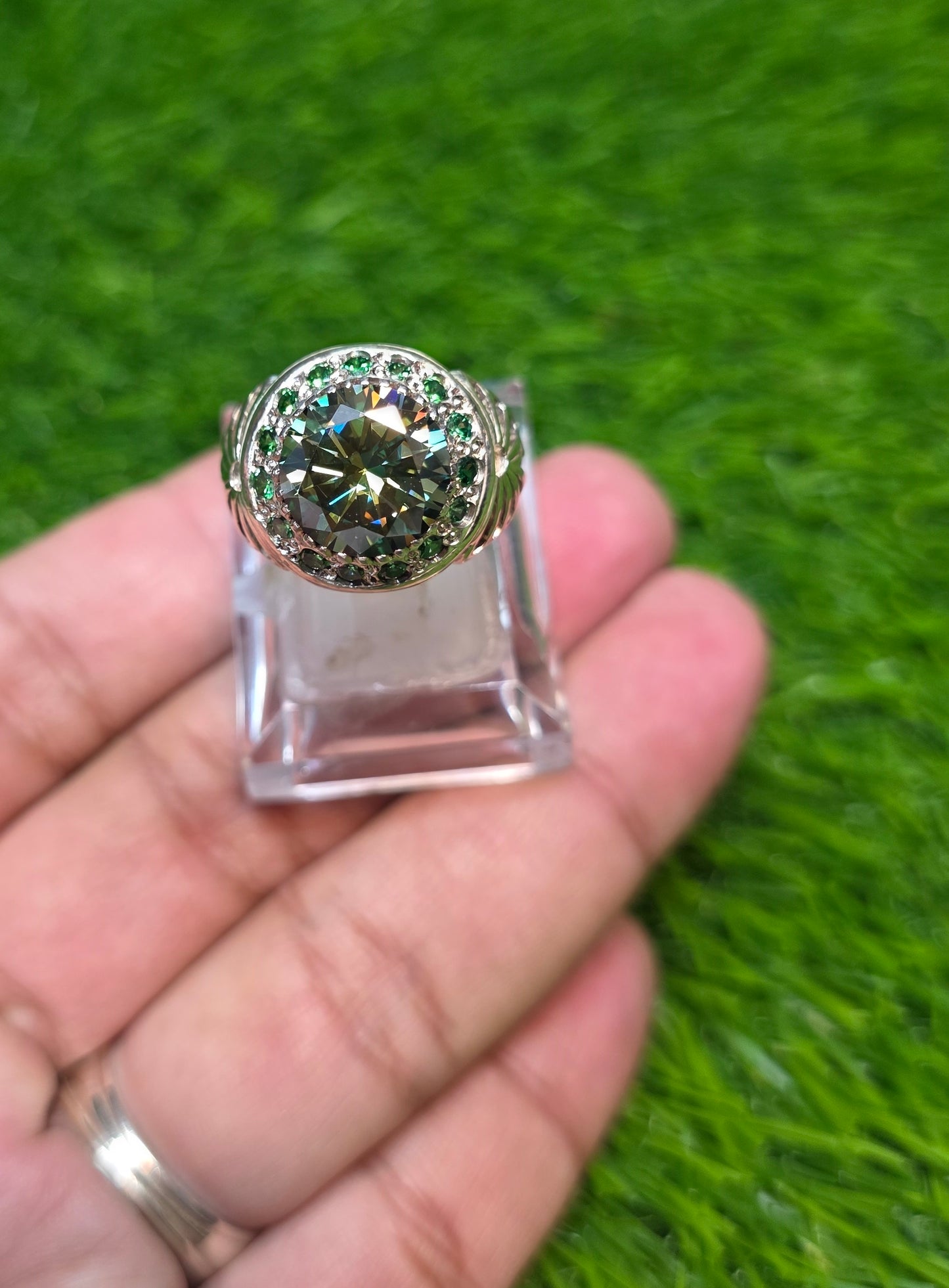 Premium Quality Green Moissanite Ring