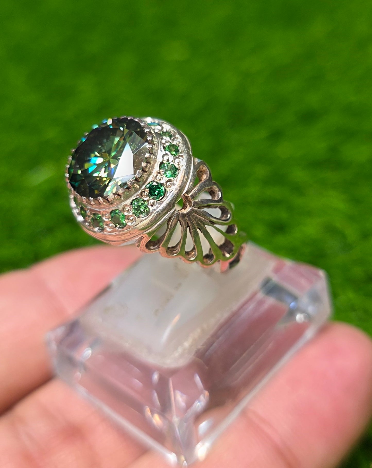 Premium Quality Green Moissanite Ring