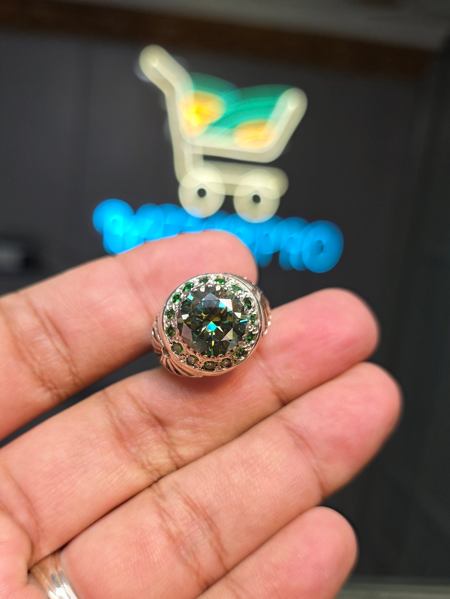 Premium Quality Green Moissanite Ring
