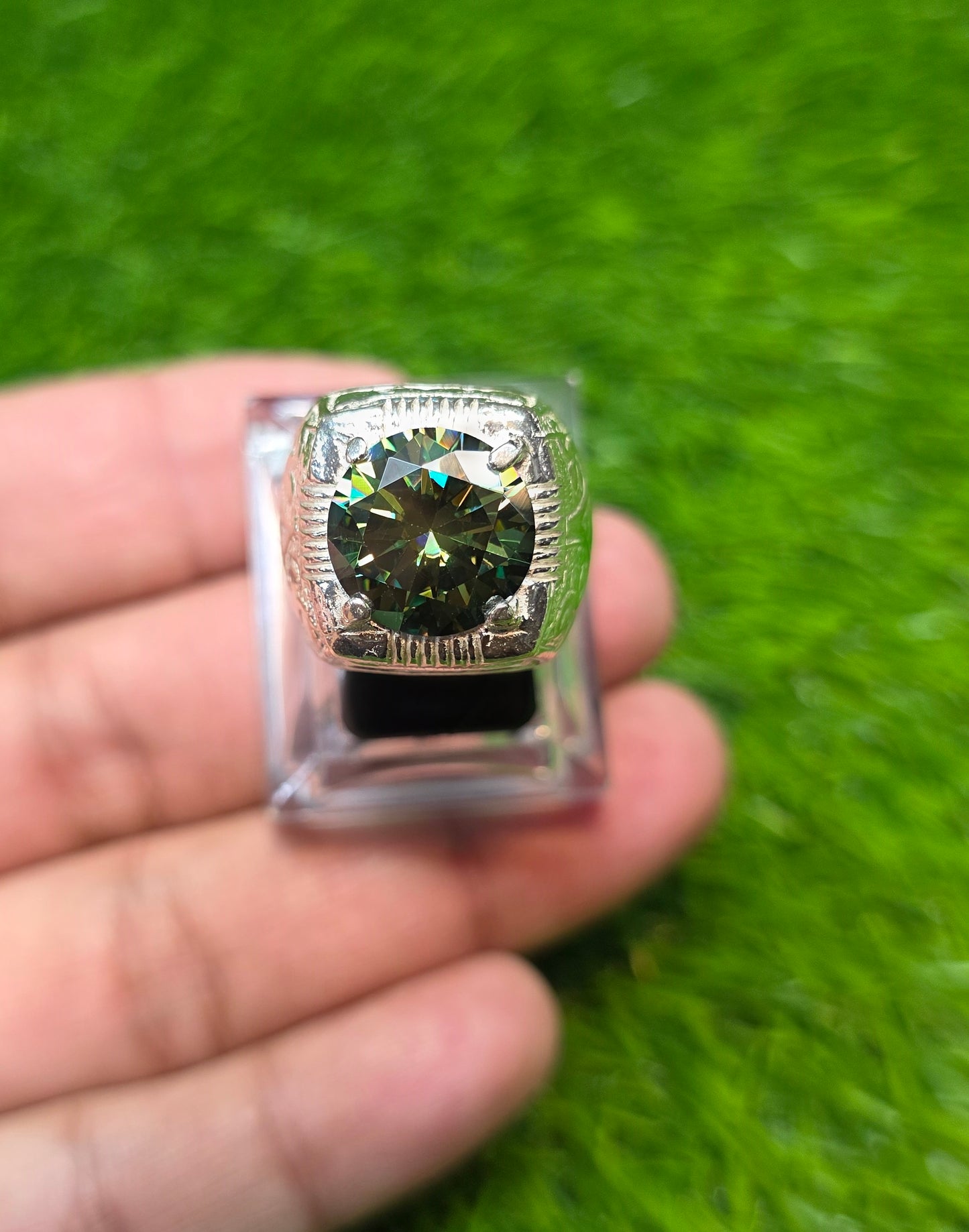 Premium Quality Green Moissanite Ring