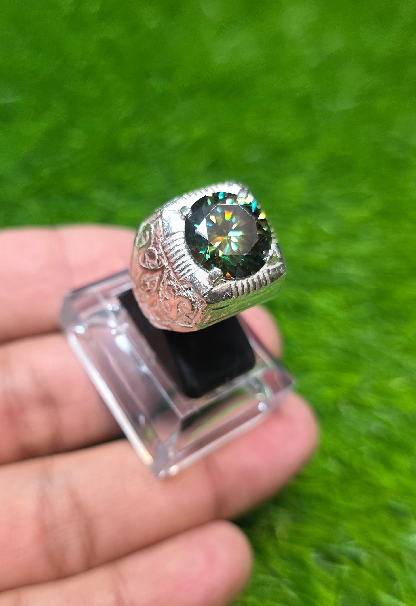 Premium Quality Green Moissanite Ring