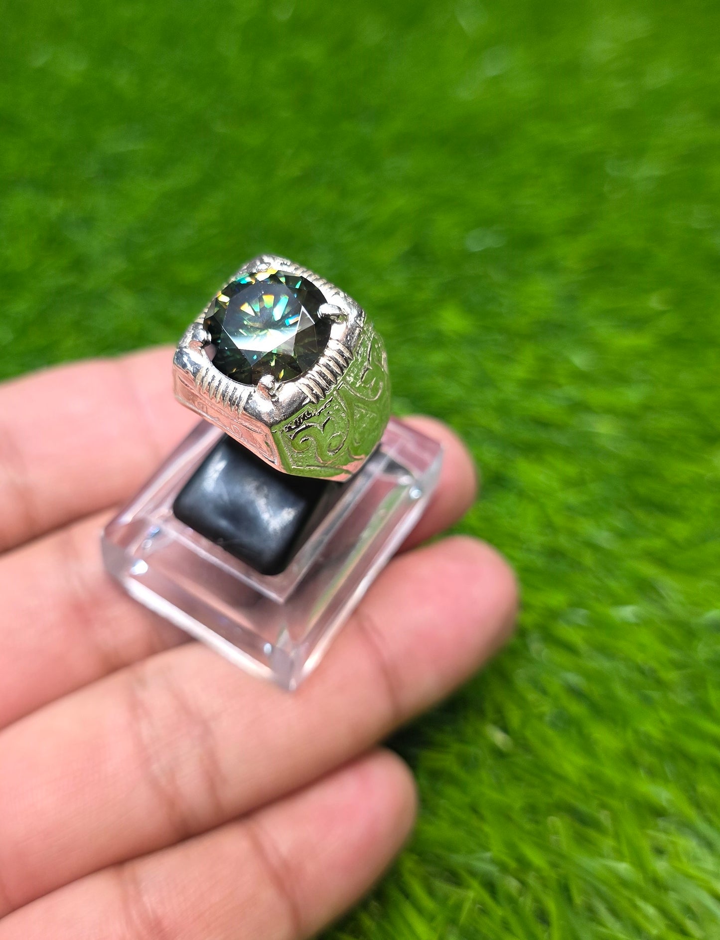 Premium Quality Green Moissanite Ring
