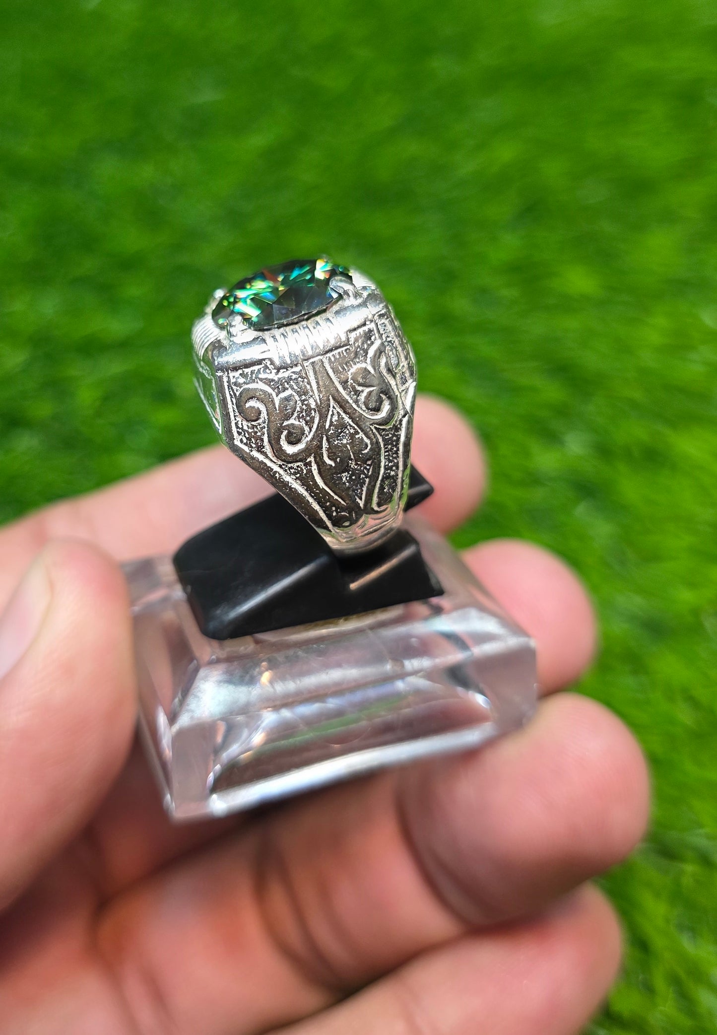 Premium Quality Green Moissanite Ring
