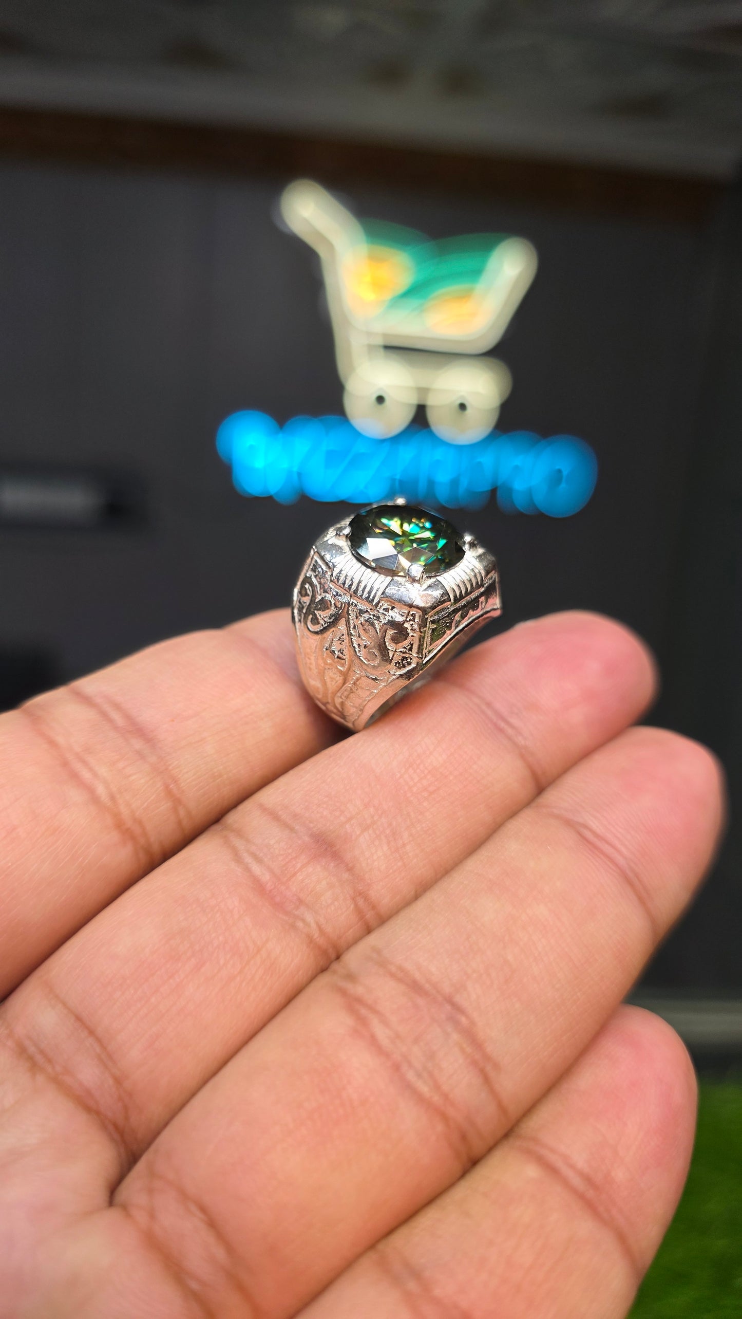 Premium Quality Green Moissanite Ring