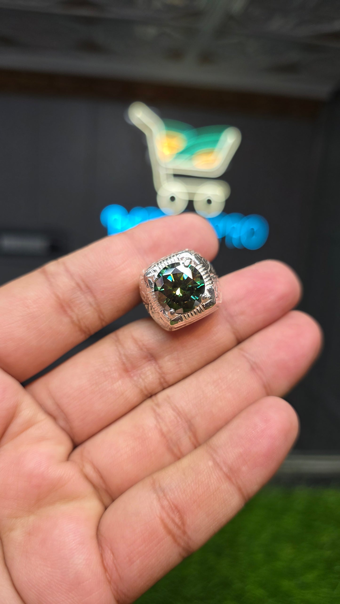 Premium Quality Green Moissanite Ring
