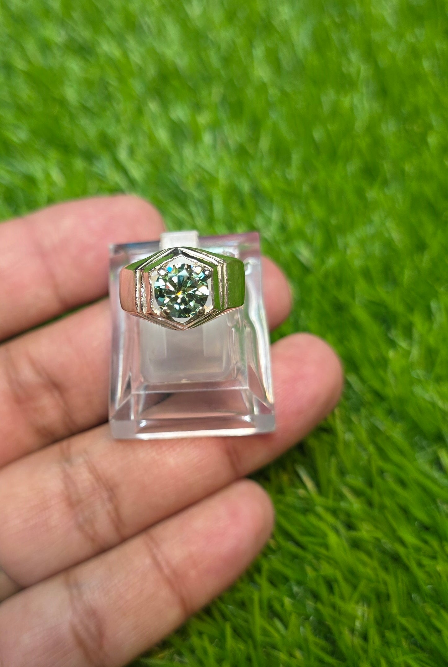Premium Quality Green Moissanite Ring