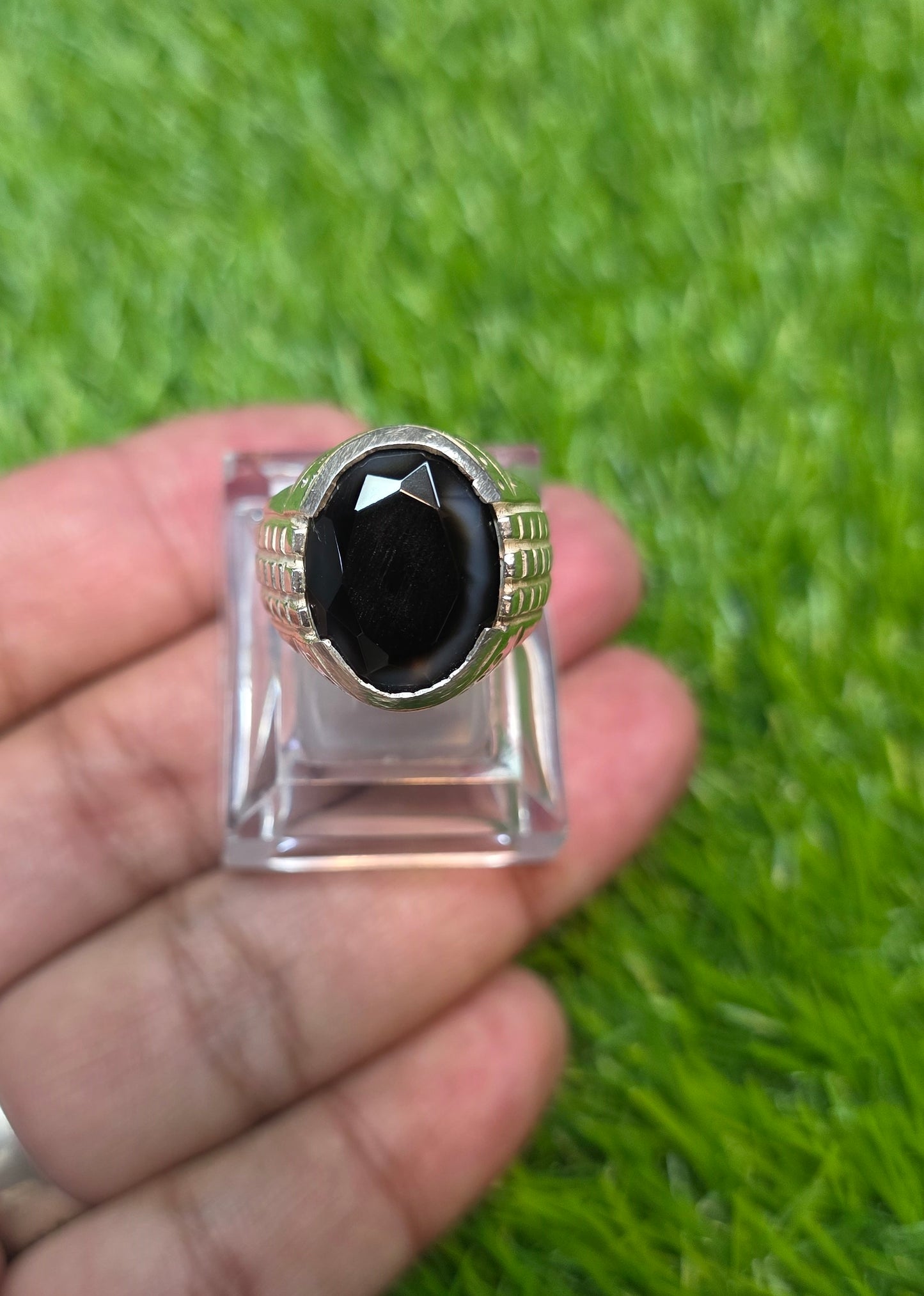 Premium Quality Black Aqeeq Ring