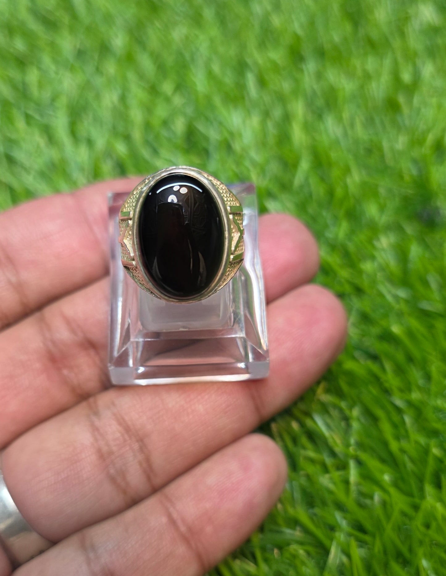 Premium Quality Black Aqeeq Ring
