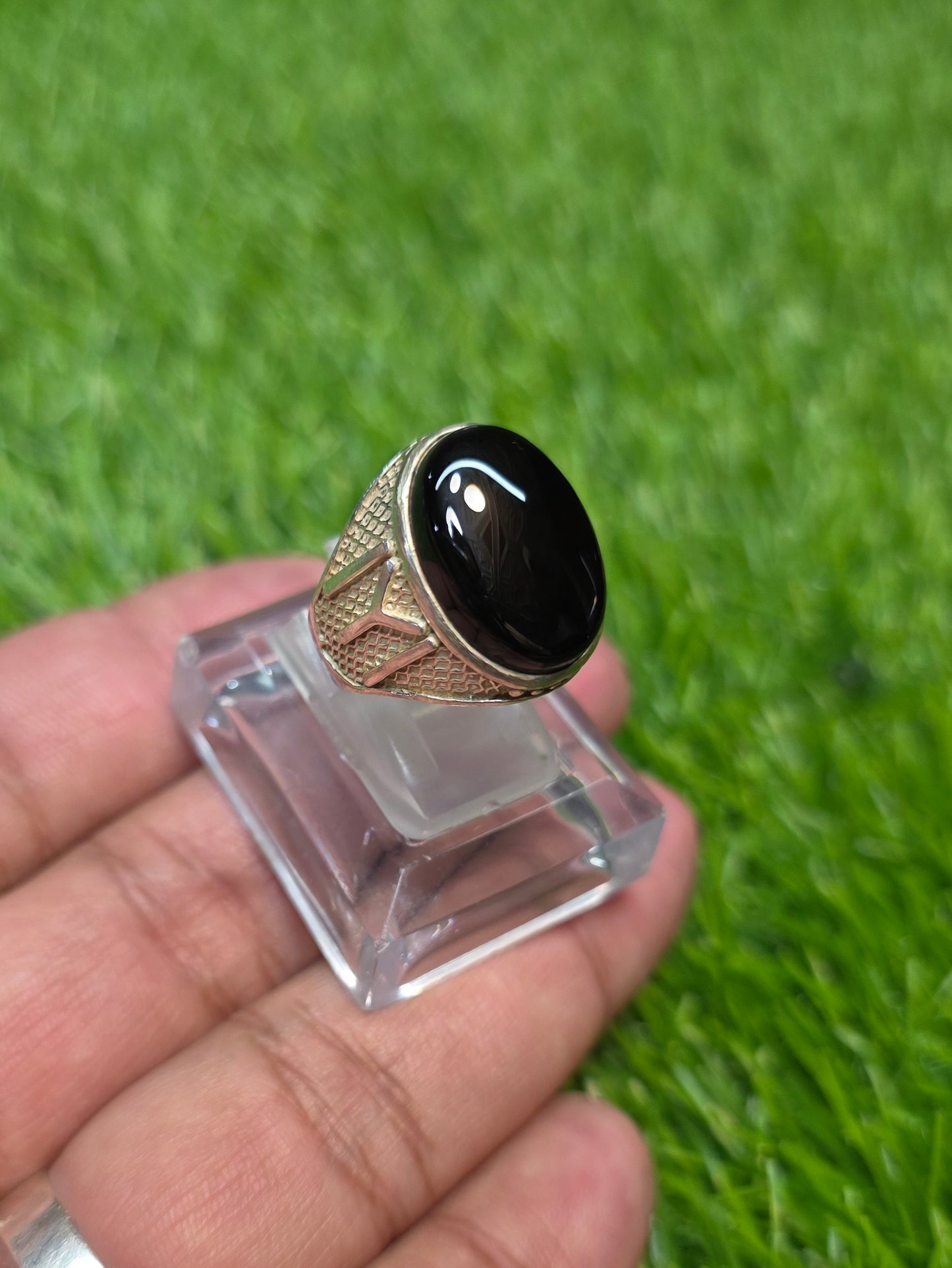 Premium Quality Black Aqeeq Ring