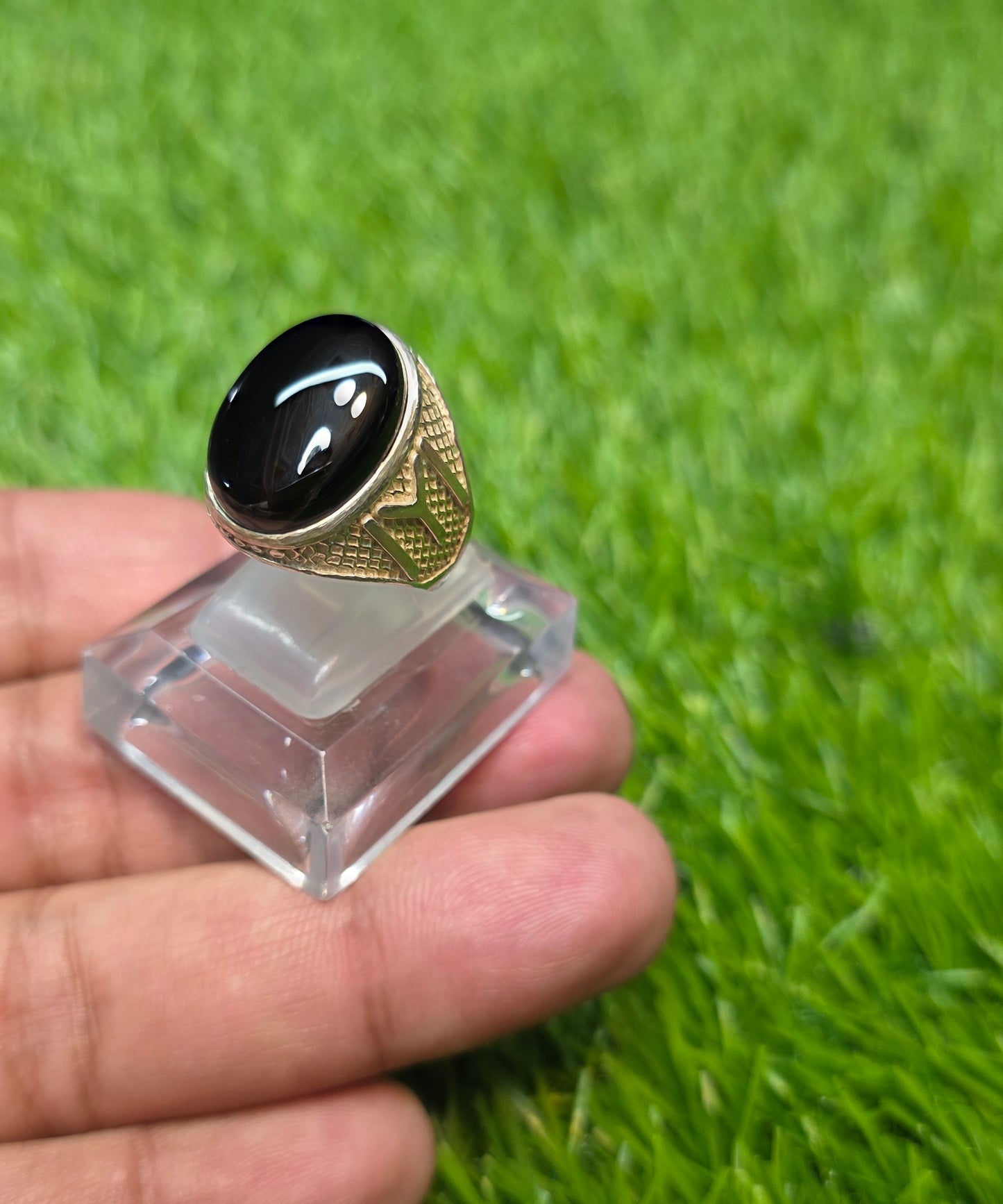 Premium Quality Black Aqeeq Ring