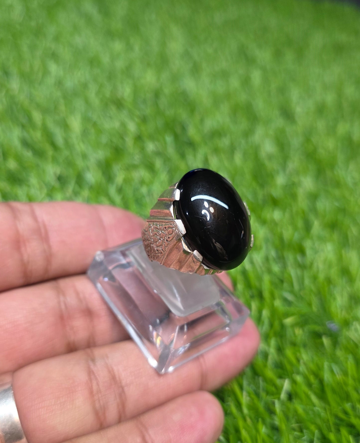 Premium Quality Black Aqeeq Ring
