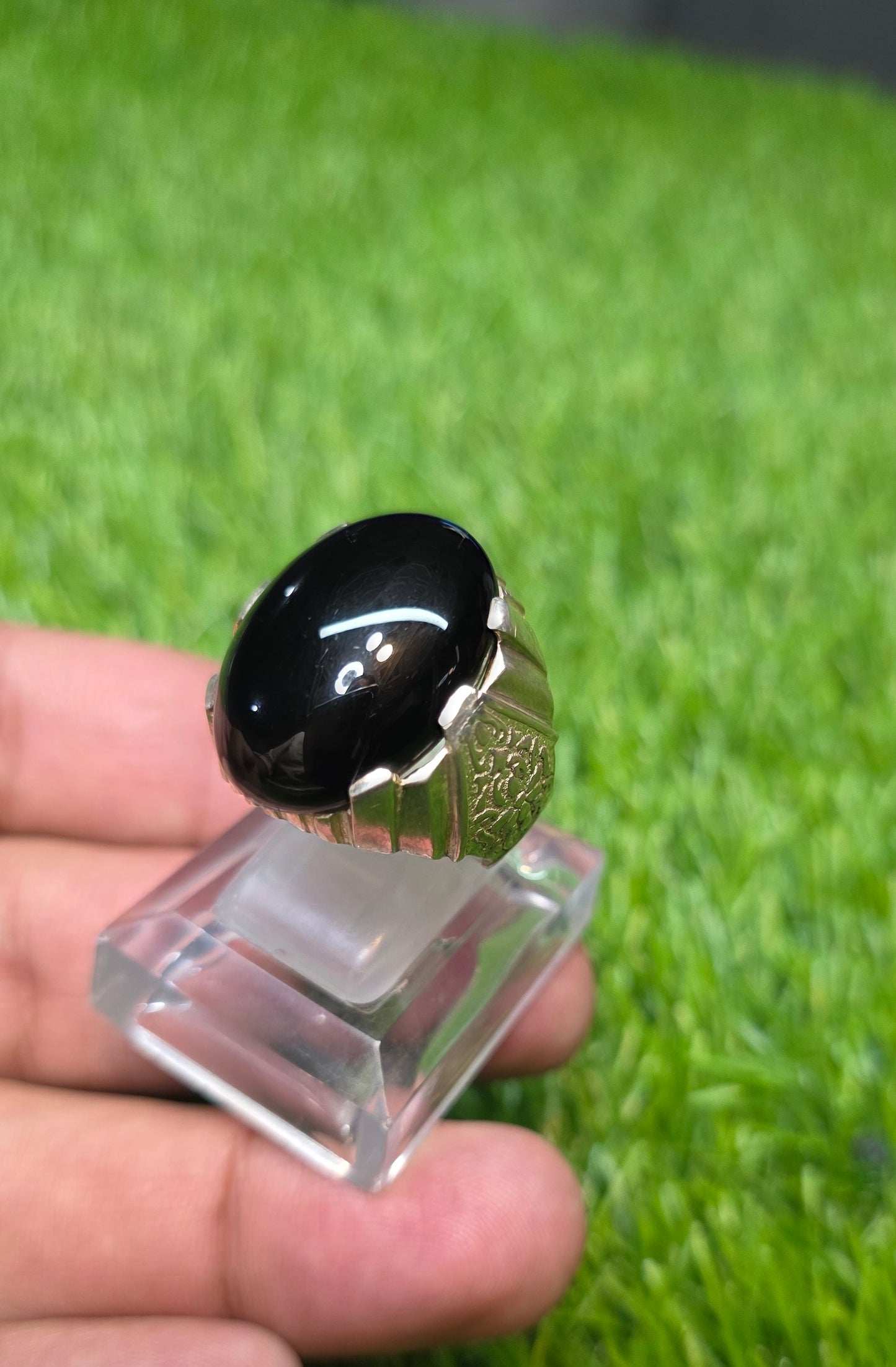Premium Quality Black Aqeeq Ring