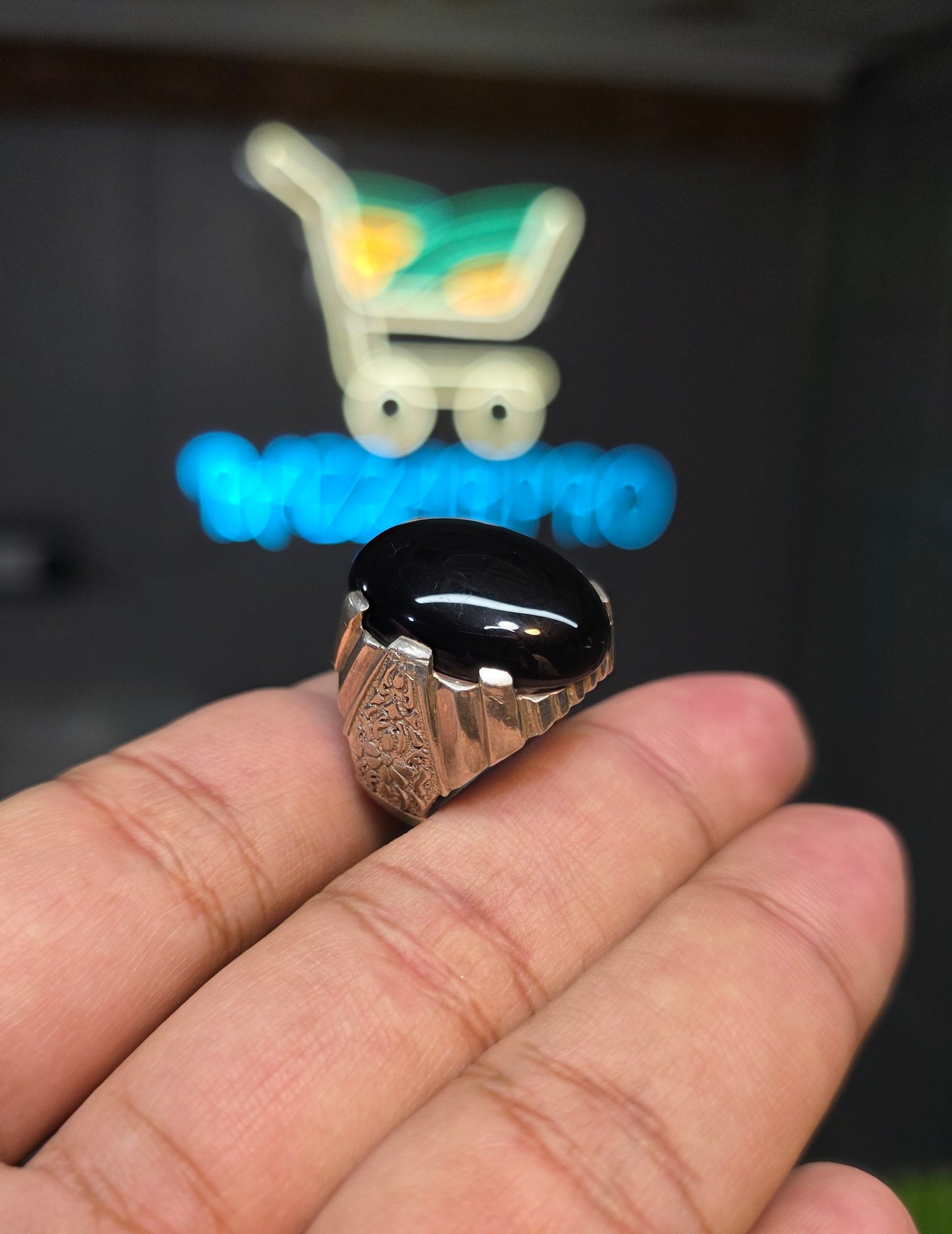 Premium Quality Black Aqeeq Ring
