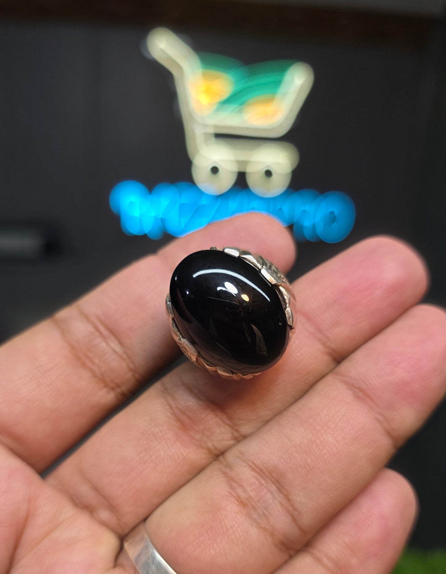 Premium Quality Black Aqeeq Ring