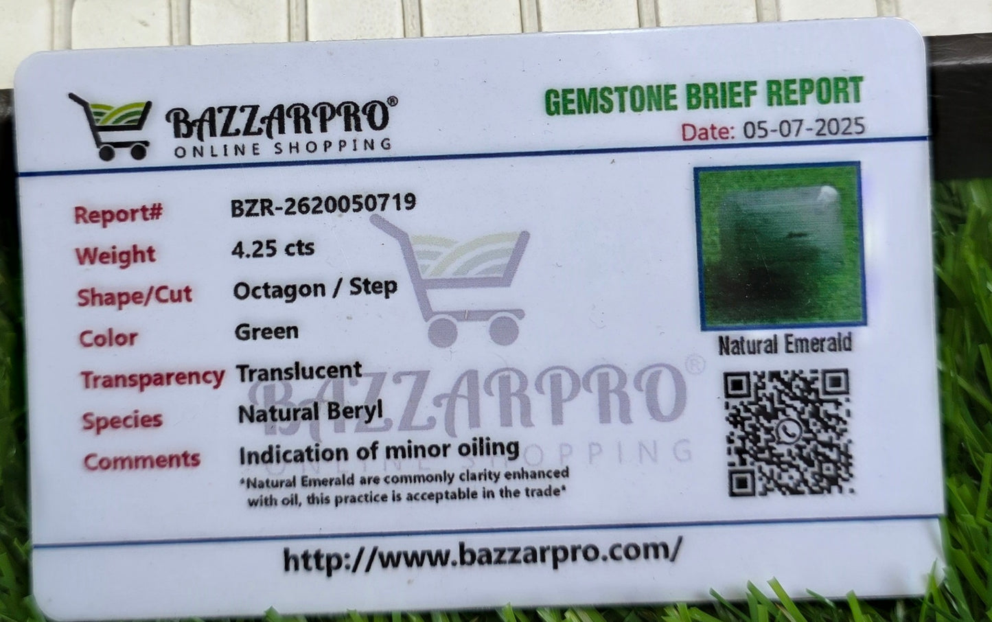 Natural Zambia Zamurd Stone With Lab Certificate
