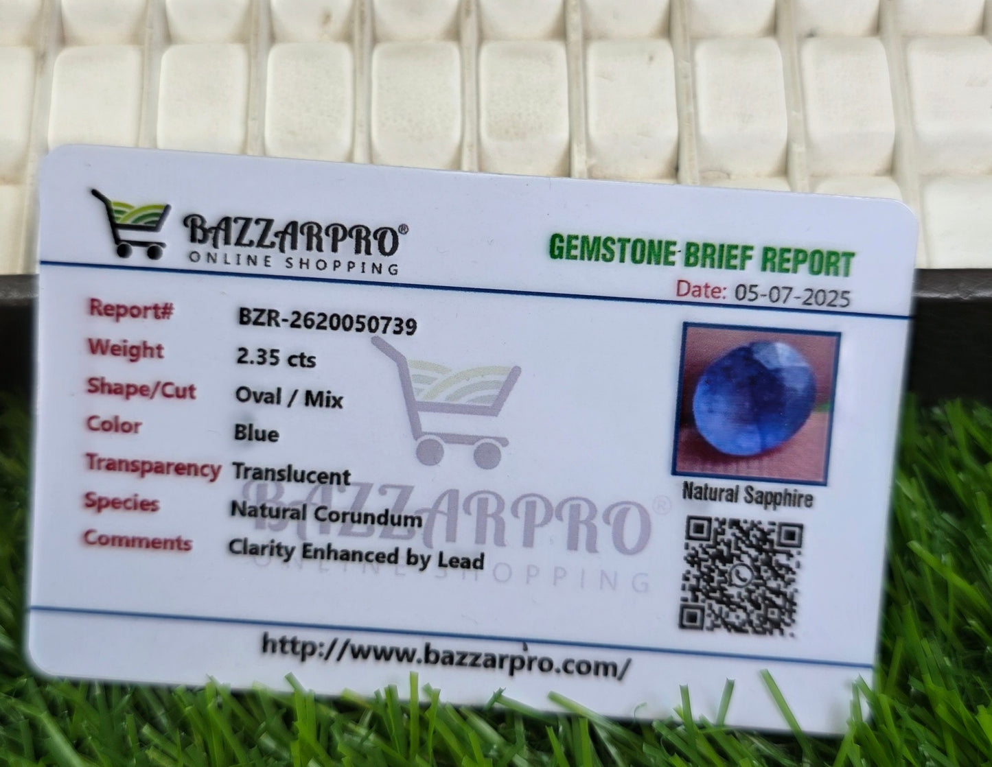 Natural Ceylon Neelam Stone With Lab Certificate