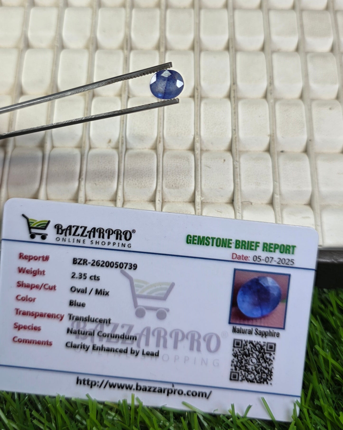 Natural Ceylon Neelam Stone With Lab Certificate