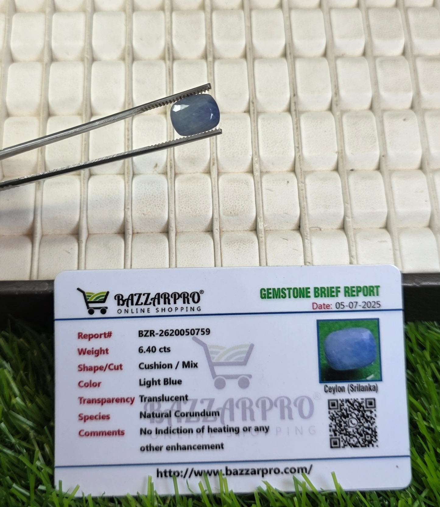 Natural Ceylon Neelam Stone With Lab Certificate