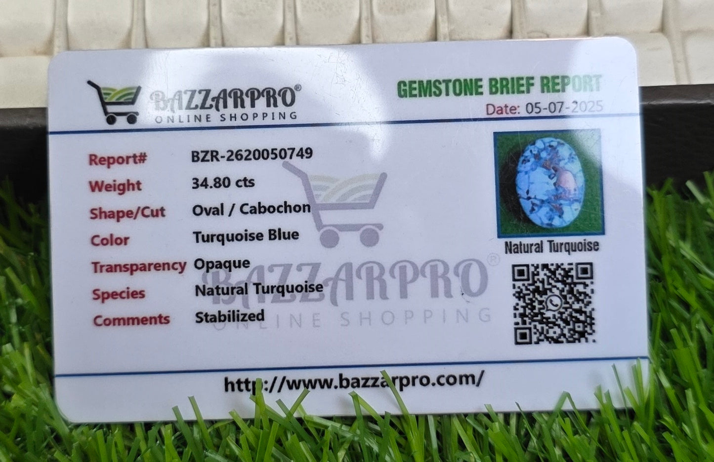 Natural Nisha Puri Feroza Stone With Lab Certificate