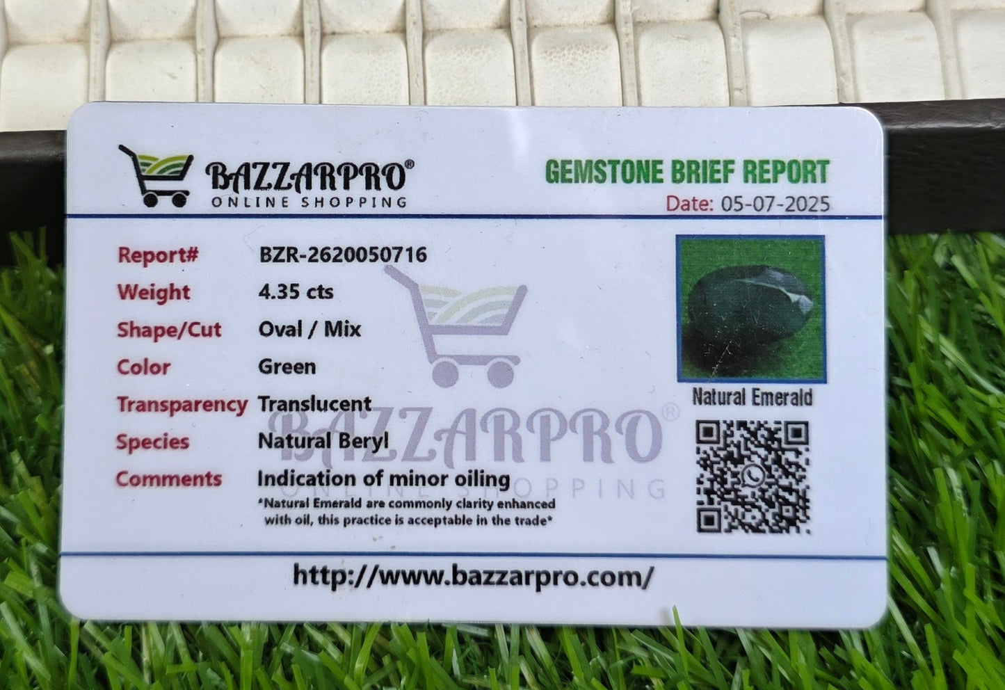 Natural Zambia Zamurd Stone With Lab Certificate