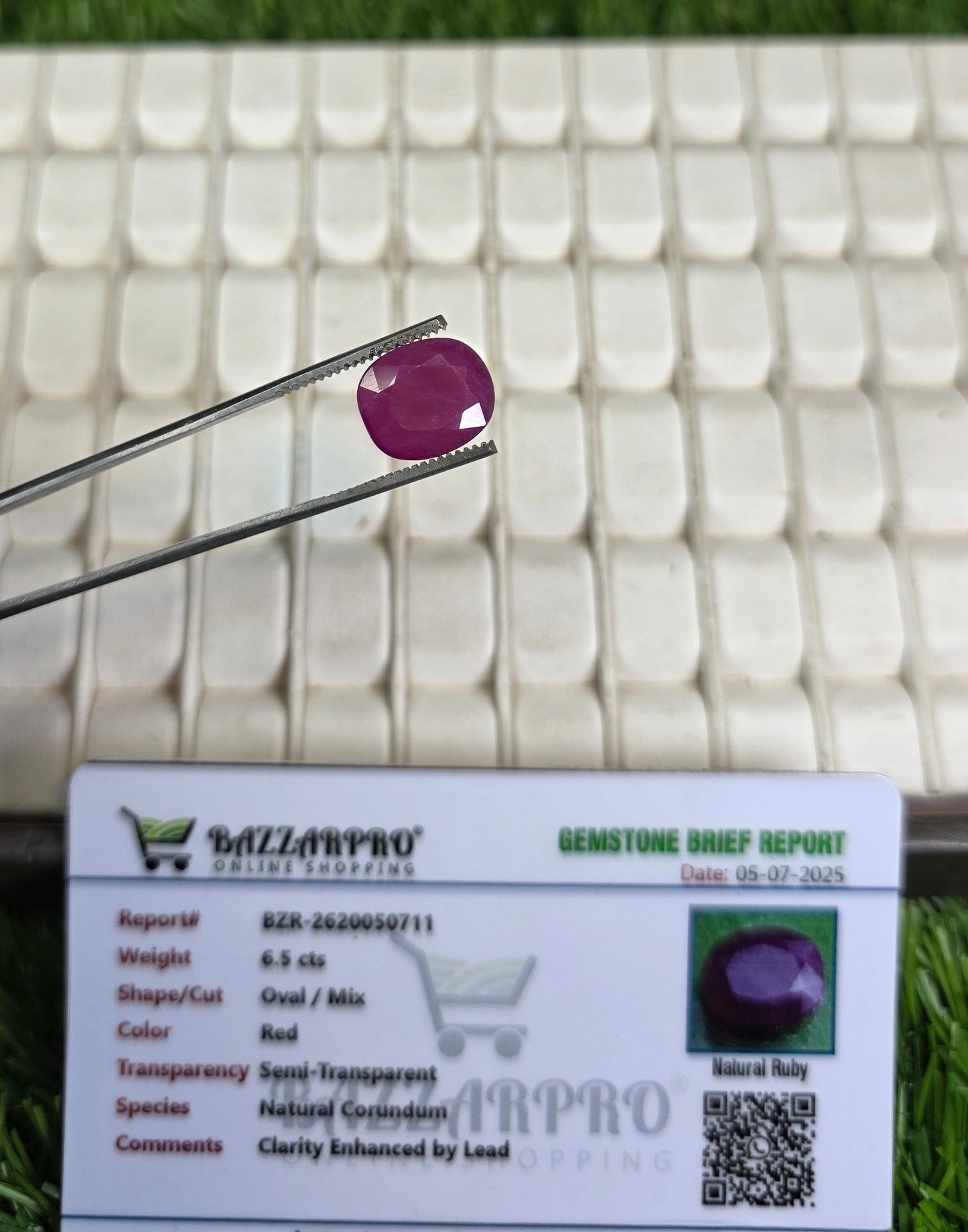 Natural Ruby Stone With Lab Certificate