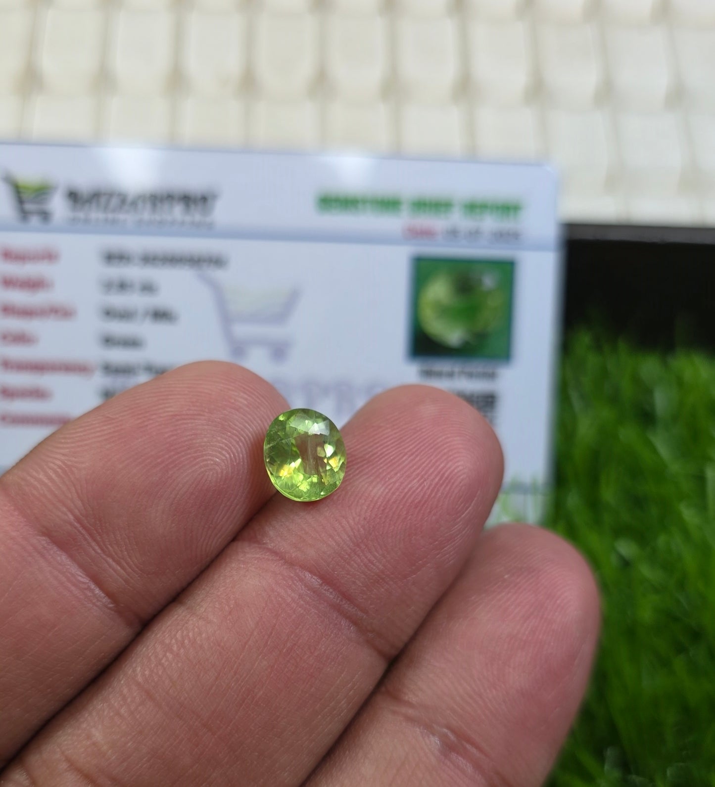 Natural Peridot Stone With Lab Certificate