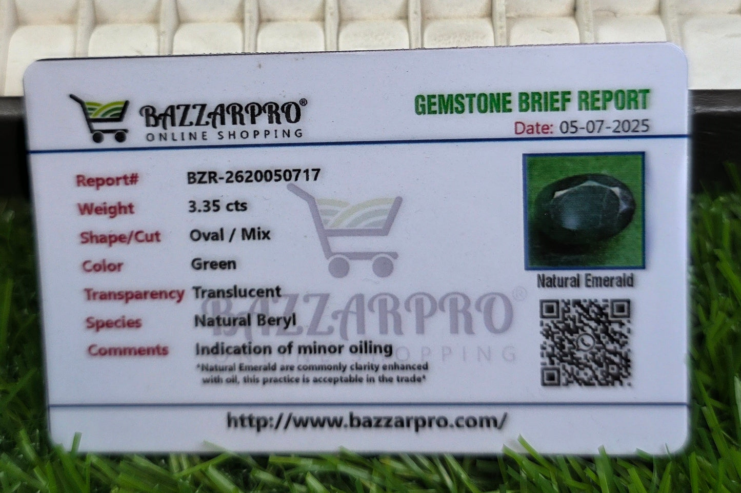 Natural Zambia Zamurd Stone With Lab Certificate