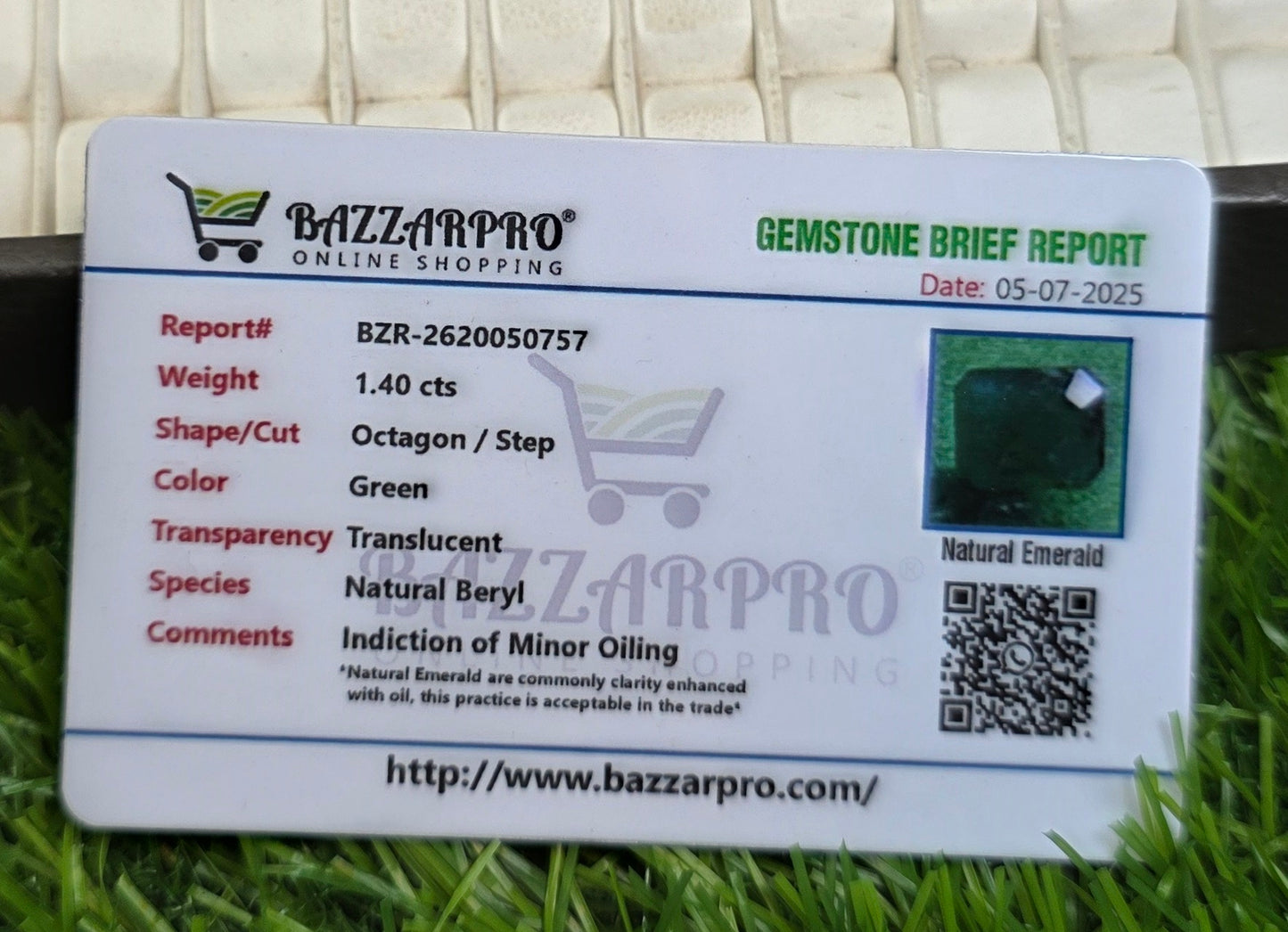 Natural Zambia Zamurd Stone With Lab Certificate