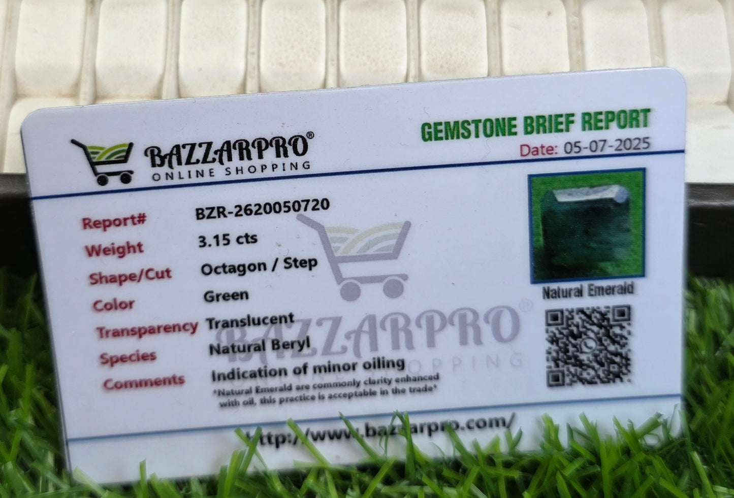 Natural Zambia Zamurd Stone With Lab Certificate